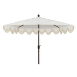 Beverly 9 ft. Designer Classic Scalloped Fringe Half Market Patio Umbrella