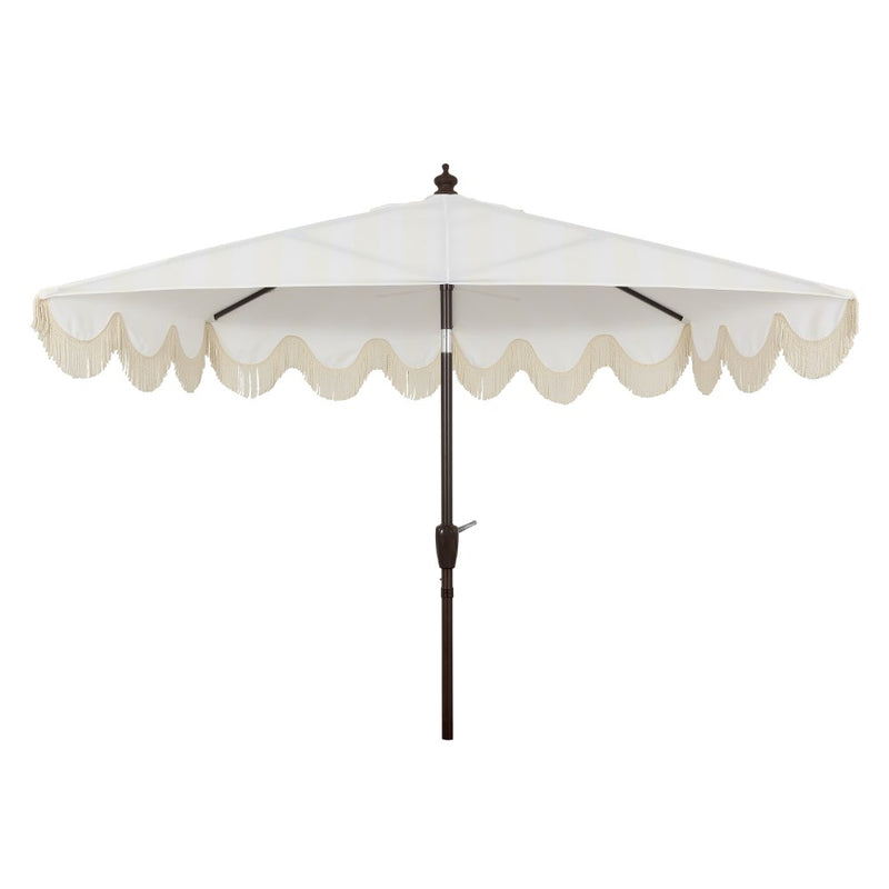 Beverly 9 ft. Designer Classic Scalloped Fringe Half Market Patio Umbrella