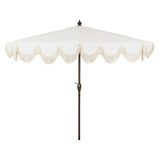 Beverly 9 ft. Designer Classic Scalloped Fringe Half Market Patio Umbrella