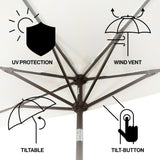 Beverly 9 ft. Designer Classic Scalloped Fringe Half Market Patio Umbrella