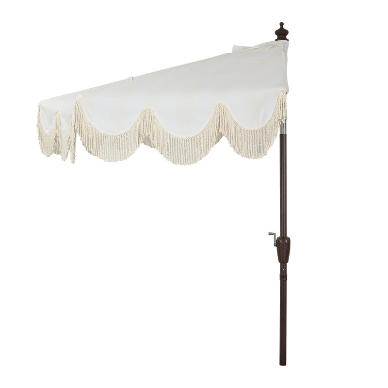 Beverly 9 ft. Designer Classic Scalloped Fringe Half Market Patio Umbrella