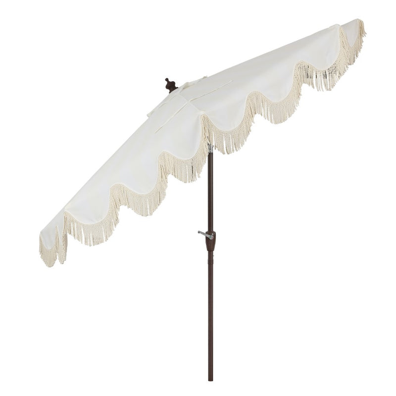 Beverly 9 ft. Designer Classic Scalloped Fringe Half Market Patio Umbrella