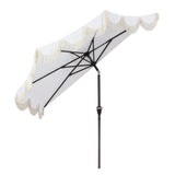 Beverly 9 ft. Designer Classic Scalloped Fringe Half Market Patio Umbrella