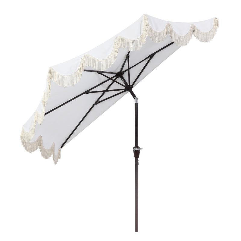 Beverly 9 ft. Designer Classic Scalloped Fringe Half Market Patio Umbrella