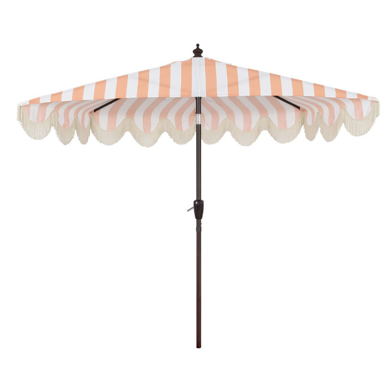 Beverly 9 ft. Designer Classic Scalloped Fringe Half Market Patio Umbrella