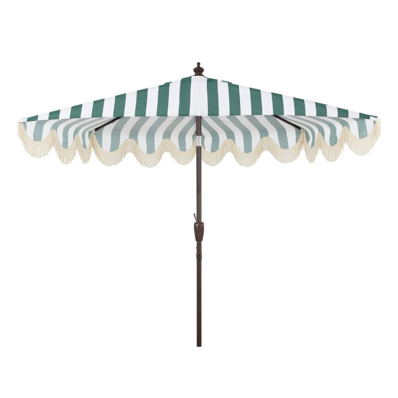 Beverly 9 ft. Designer Classic Scalloped Fringe Half Market Patio Umbrella