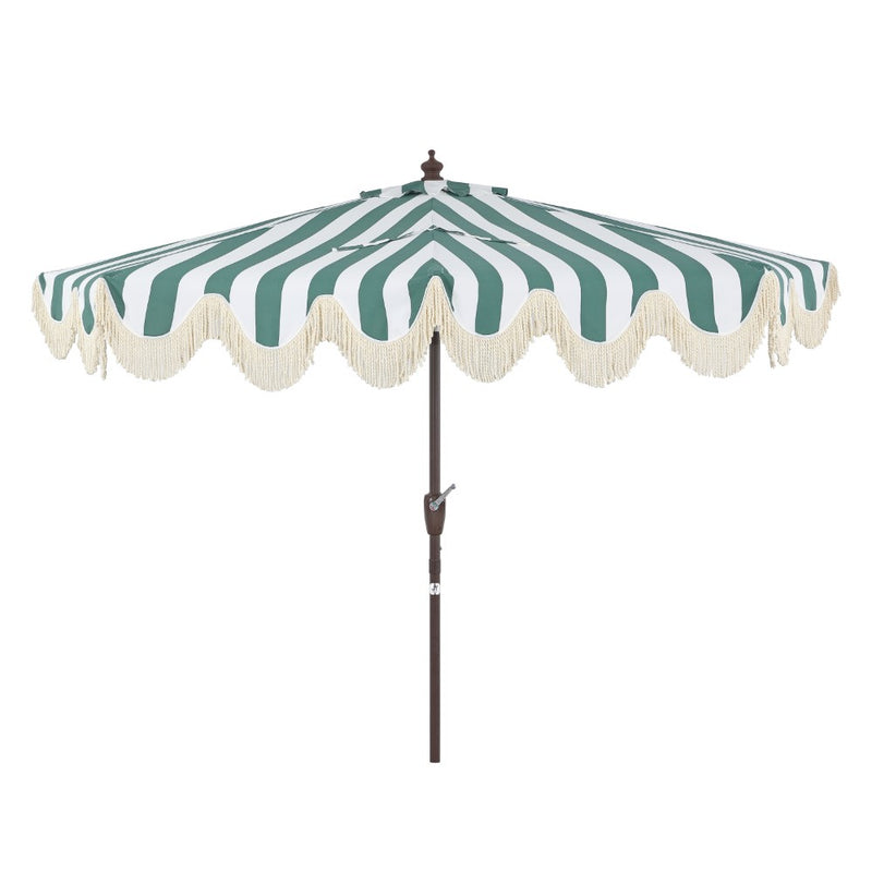 Beverly 9 ft. Designer Classic Scalloped Fringe Half Market Patio Umbrella