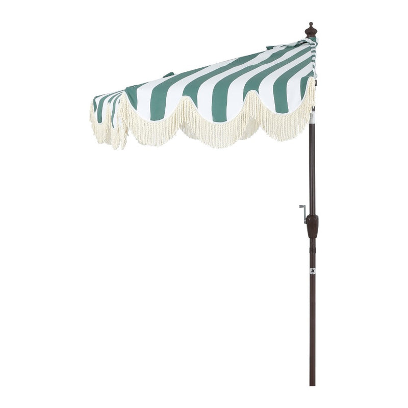 Beverly 9 ft. Designer Classic Scalloped Fringe Half Market Patio Umbrella