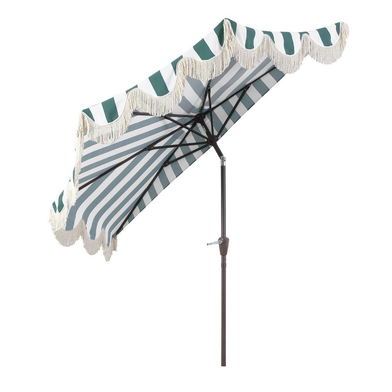 Beverly 9 ft. Designer Classic Scalloped Fringe Half Market Patio Umbrella