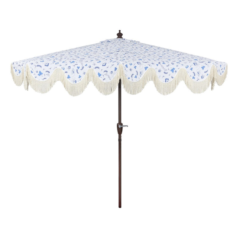 Beverly 9 ft. Designer Classic Scalloped Fringe Half Market Patio Umbrella
