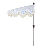 Beverly 9 ft. Designer Classic Scalloped Fringe Half Market Patio Umbrella