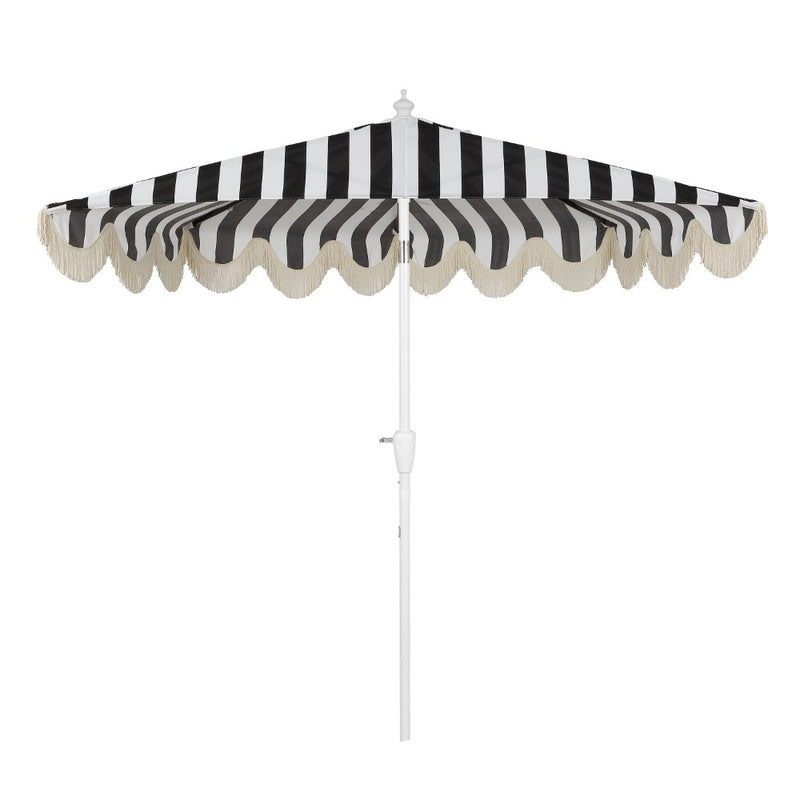 Beverly 9 ft. Designer Classic Scalloped Fringe Half Market Patio Umbrella
