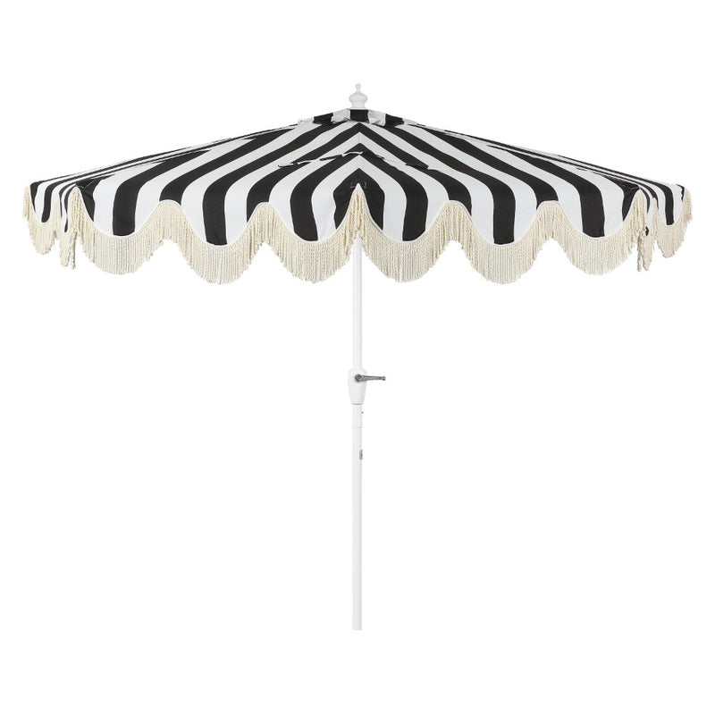 Beverly 9 ft. Designer Classic Scalloped Fringe Half Market Patio Umbrella