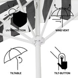 Beverly 9 ft. Designer Classic Scalloped Fringe Half Market Patio Umbrella