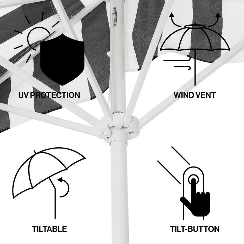 Beverly 9 ft. Designer Classic Scalloped Fringe Half Market Patio Umbrella
