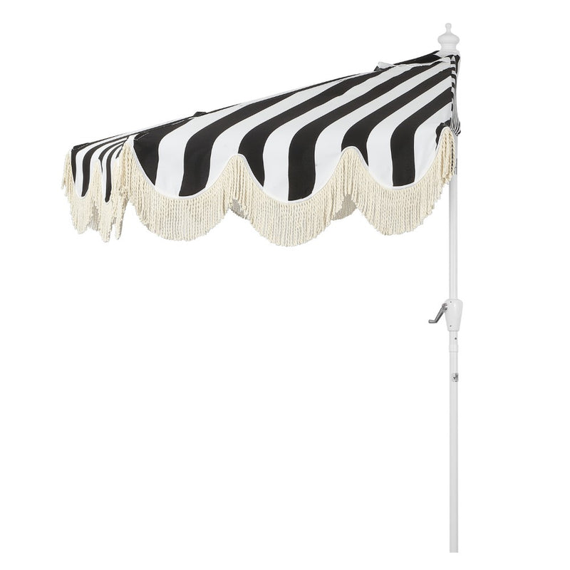 Beverly 9 ft. Designer Classic Scalloped Fringe Half Market Patio Umbrella