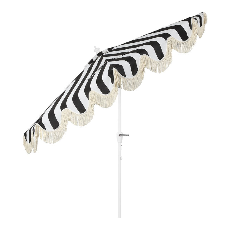 Beverly 9 ft. Designer Classic Scalloped Fringe Half Market Patio Umbrella