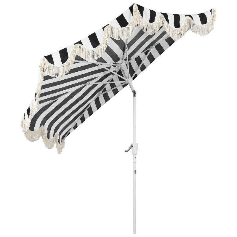 Beverly 9 ft. Designer Classic Scalloped Fringe Half Market Patio Umbrella