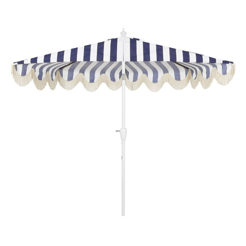 Beverly 9 ft. Designer Classic Scalloped Fringe Half Market Patio Umbrella
