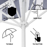Beverly 9 ft. Designer Classic Scalloped Fringe Half Market Patio Umbrella
