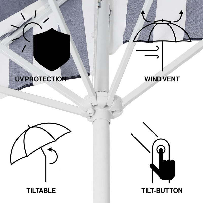 Beverly 9 ft. Designer Classic Scalloped Fringe Half Market Patio Umbrella