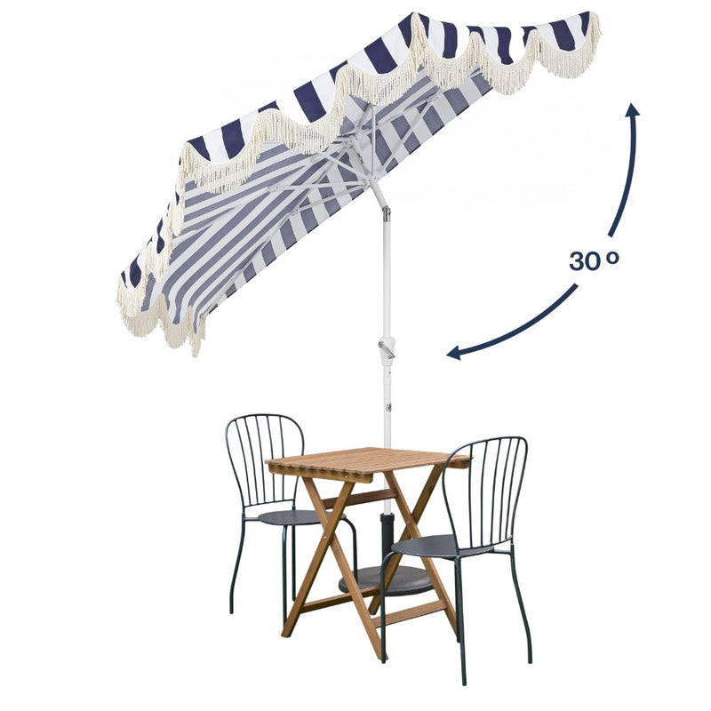 Beverly 9 ft. Designer Classic Scalloped Fringe Half Market Patio Umbrella