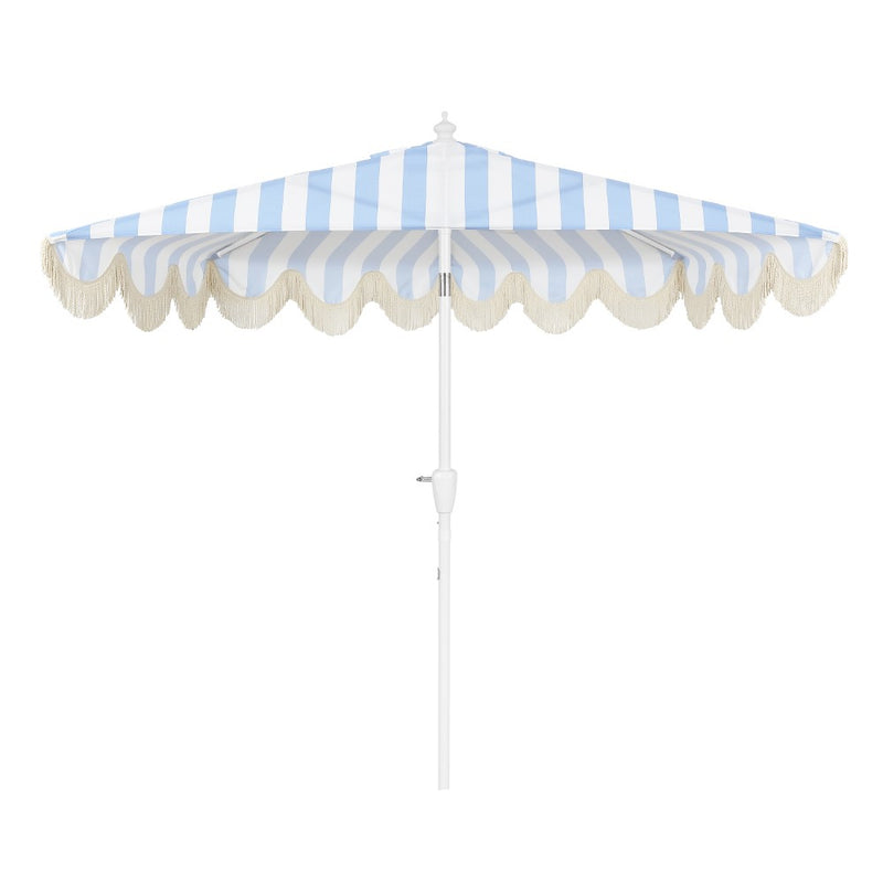 Beverly 9 ft. Designer Classic Scalloped Fringe Half Market Patio Umbrella