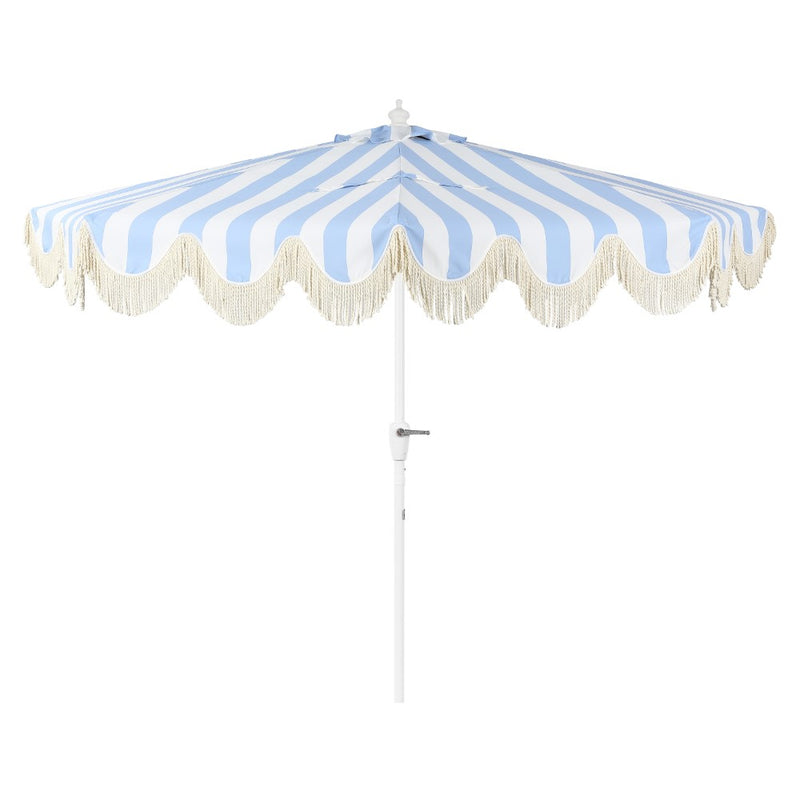 Beverly 9 ft. Designer Classic Scalloped Fringe Half Market Patio Umbrella