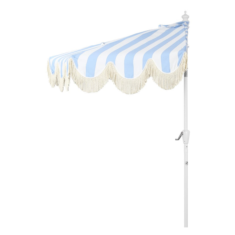 Beverly 9 ft. Designer Classic Scalloped Fringe Half Market Patio Umbrella