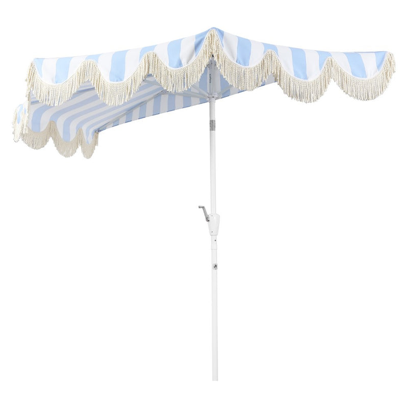 Beverly 9 ft. Designer Classic Scalloped Fringe Half Market Patio Umbrella