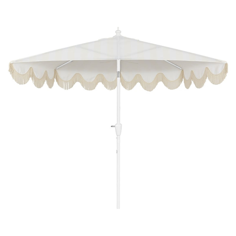 Beverly 9 ft. Designer Classic Scalloped Fringe Half Market Patio Umbrella