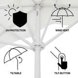 Beverly 9 ft. Designer Classic Scalloped Fringe Half Market Patio Umbrella