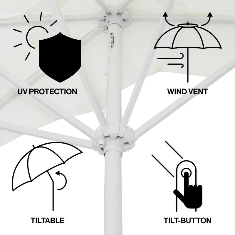 Beverly 9 ft. Designer Classic Scalloped Fringe Half Market Patio Umbrella