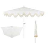 Beverly 9 ft. Designer Classic Scalloped Fringe Half Market Patio Umbrella