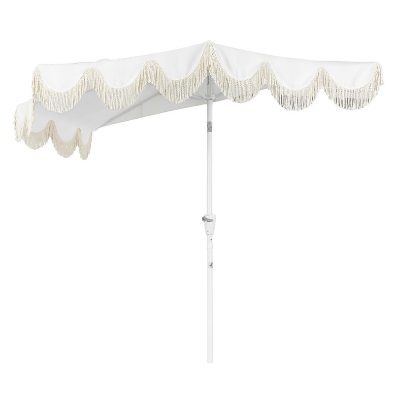 Beverly 9 ft. Designer Classic Scalloped Fringe Half Market Patio Umbrella
