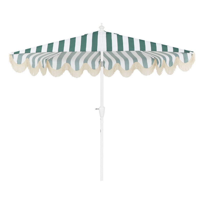 Beverly 9 ft. Designer Classic Scalloped Fringe Half Market Patio Umbrella