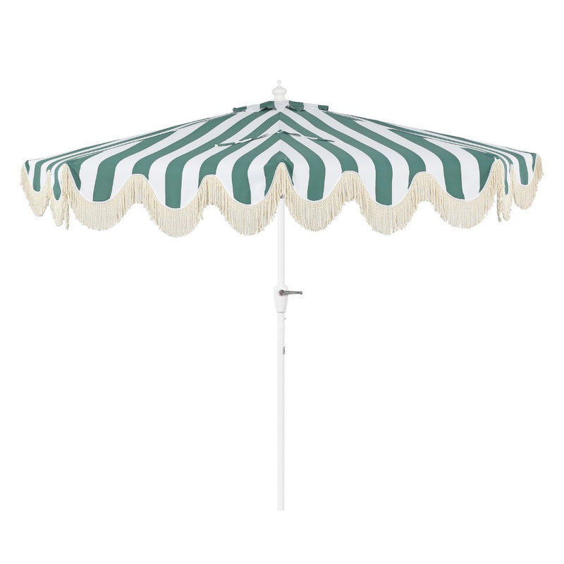 Beverly 9 ft. Designer Classic Scalloped Fringe Half Market Patio Umbrella