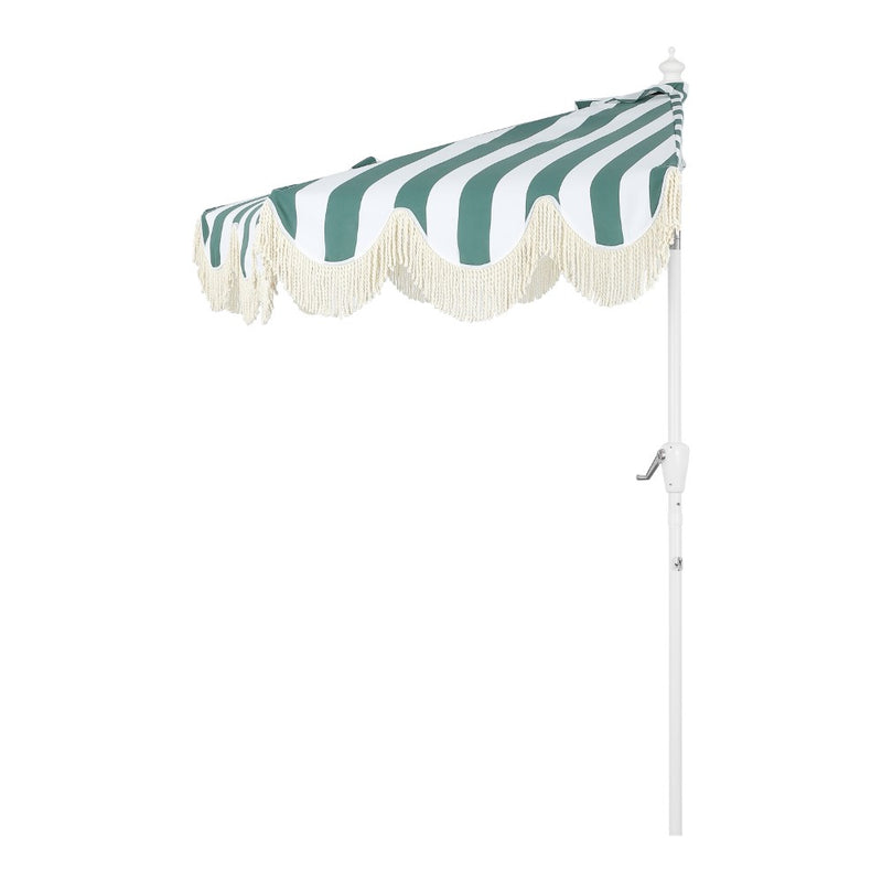Beverly 9 ft. Designer Classic Scalloped Fringe Half Market Patio Umbrella