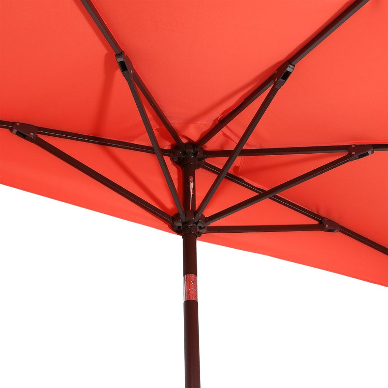 Terrace Arc 9 ft. Classic MidCentury Scalloped Fringe Market Patio Half Umbrella with CrankTilt Button and UV Protection