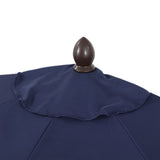 Terrace Arc 9 ft. Classic MidCentury Scalloped Fringe Market Patio Half Umbrella with CrankTilt Button and UV Protection