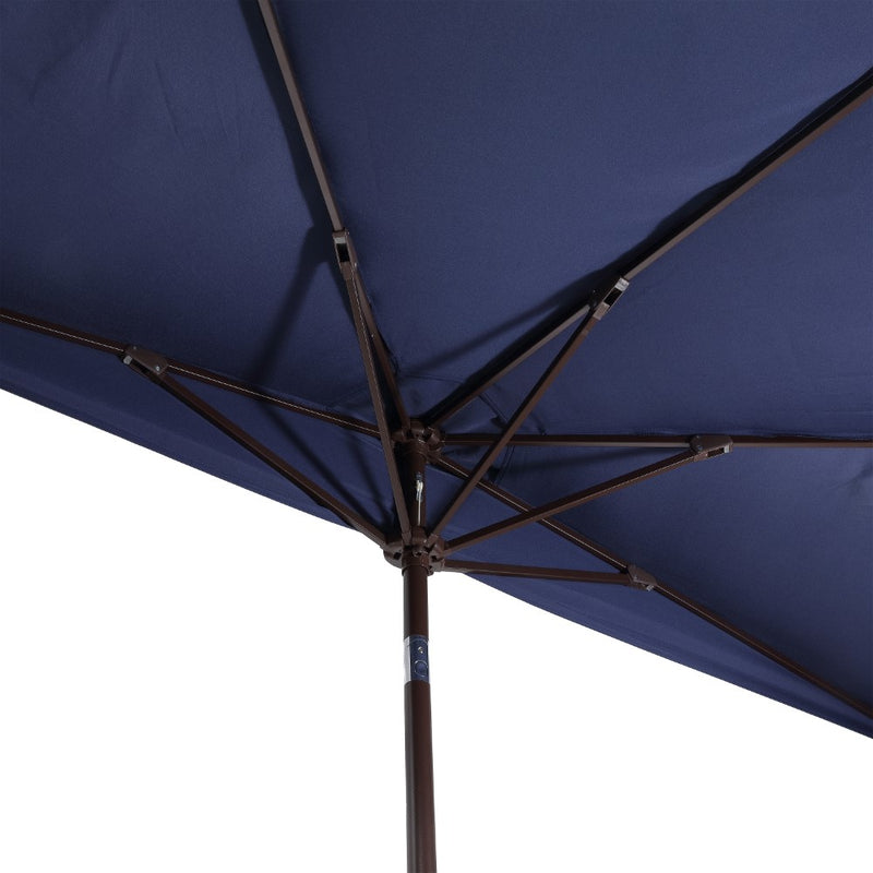 Terrace Arc 9 ft. Classic MidCentury Scalloped Fringe Market Patio Half Umbrella with CrankTilt Button and UV Protection