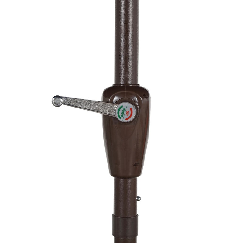 Terrace Arc 9 ft. Classic MidCentury Scalloped Fringe Market Patio Half Umbrella with CrankTilt Button and UV Protection