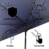 Terrace Arc 9 ft. Classic MidCentury Scalloped Fringe Market Patio Half Umbrella with CrankTilt Button and UV Protection