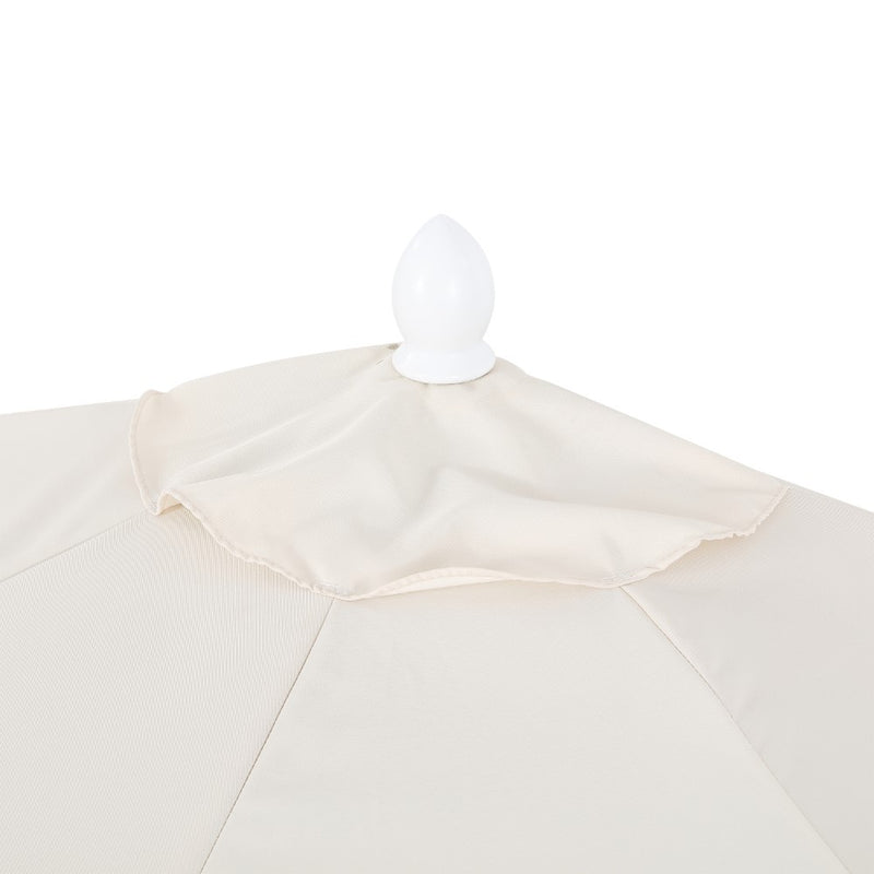 Terrace Arc 9 ft. Classic MidCentury Scalloped Fringe Market Patio Half Umbrella with CrankTilt Button and UV Protection