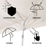 Terrace Arc 9 ft. Classic MidCentury Scalloped Fringe Market Patio Half Umbrella with CrankTilt Button and UV Protection