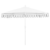 Terrace Arc 9 ft. Classic MidCentury Scalloped Fringe Market Patio Half Umbrella with CrankTilt Button and UV Protection