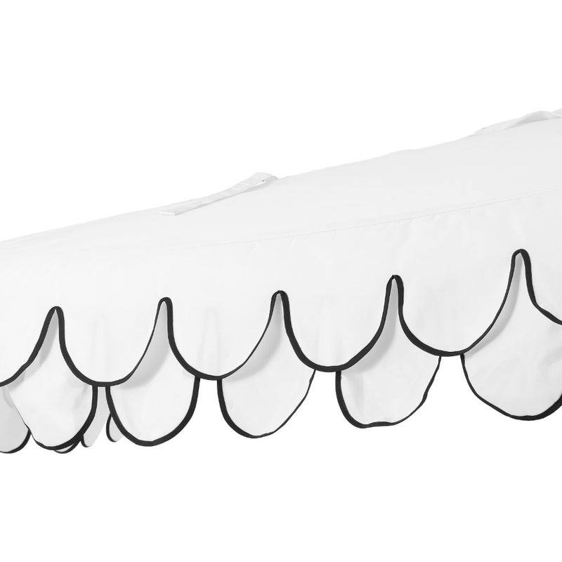 Terrace Arc 9 ft. Classic MidCentury Scalloped Fringe Market Patio Half Umbrella with CrankTilt Button and UV Protection