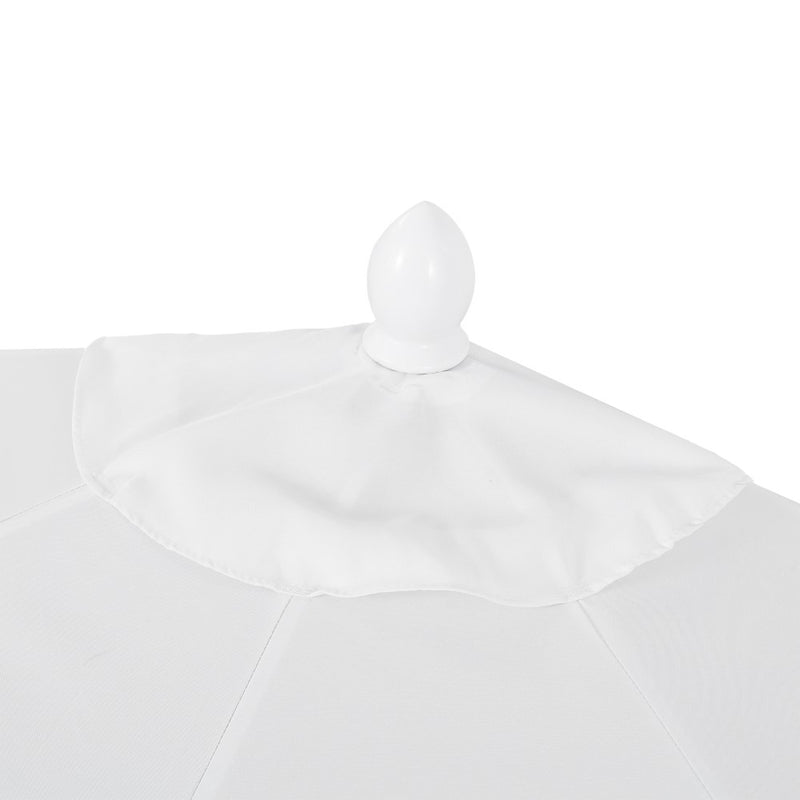 Terrace Arc 9 ft. Classic MidCentury Scalloped Fringe Market Patio Half Umbrella with CrankTilt Button and UV Protection