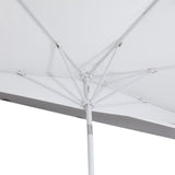 Terrace Arc 9 ft. Classic MidCentury Scalloped Fringe Market Patio Half Umbrella with CrankTilt Button and UV Protection