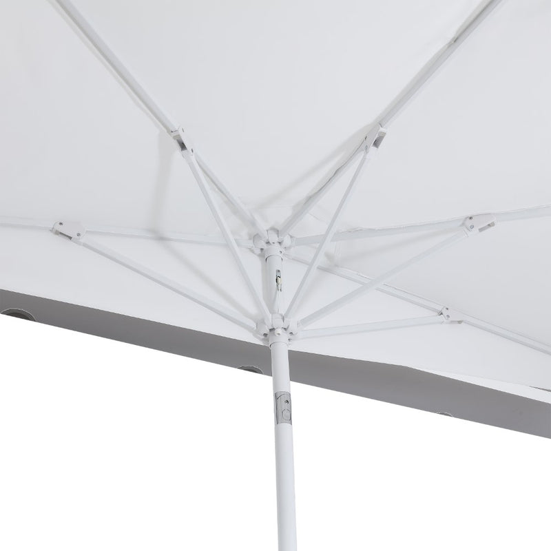Terrace Arc 9 ft. Classic MidCentury Scalloped Fringe Market Patio Half Umbrella with CrankTilt Button and UV Protection